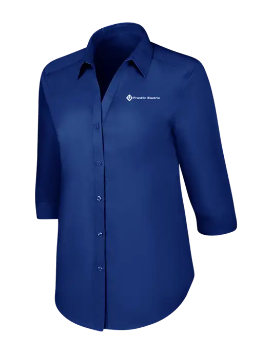Womens Royal 3/4 Sleeve Carefree Poplin Shirt w/Franklin Electric Logo