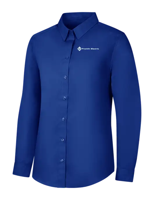 Womens Royal Long Sleeve Carefree Poplin Shirt w/Franklin Electric Logo