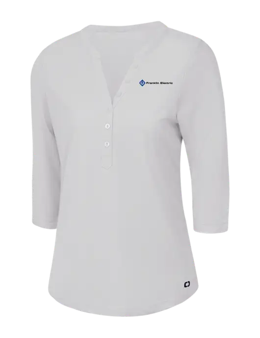 OGIO Bright White Jewel Henley w/Franklin Electric Logo