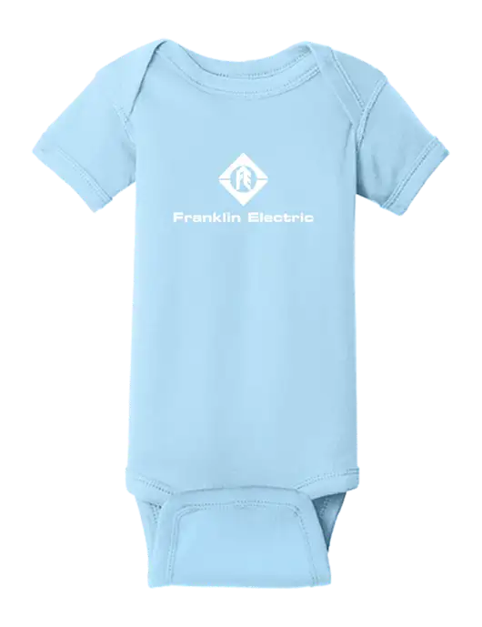 Rabbit Skins Light Blue Infant Short Sleeve Baby Rib Bodysuit w/Franklin Electric Logo