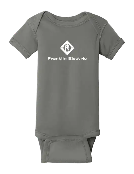 Rabbit Skins Charcoal Infant Short Sleeve Baby Rib Bodysuit w/Franklin Electric Logo