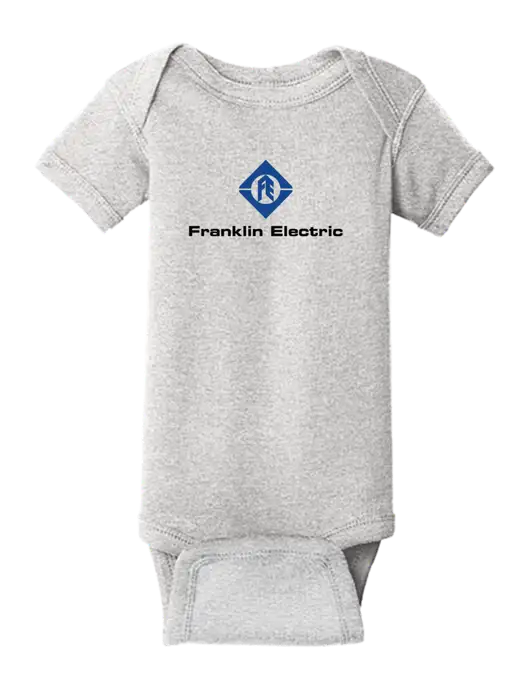Rabbit Skins Light Grey Heather Infant Short Sleeve Baby Rib Bodysuit w/Franklin Electric Logo