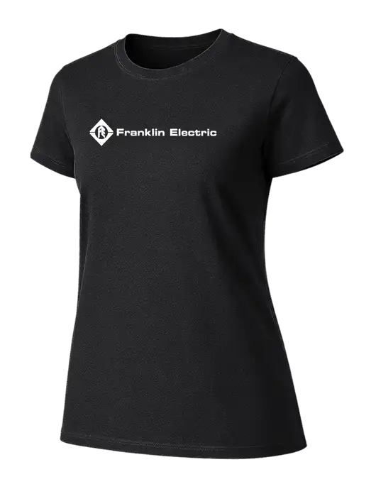 Womens Ring Spun Jet Black 4.5 oz T-Shirt w/Franklin Electric Logo
