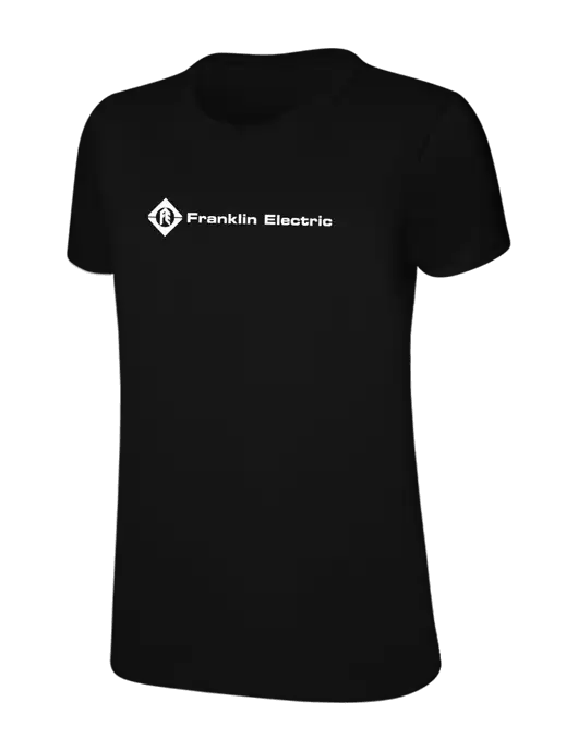 Womens Ring Spun Jet Black 4.5 oz T-Shirt w/Franklin Electric Logo
