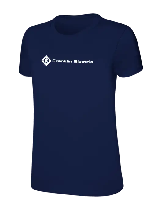 Womens Ring Spun Navy 4.5 oz T-Shirt w/Franklin Electric Logo