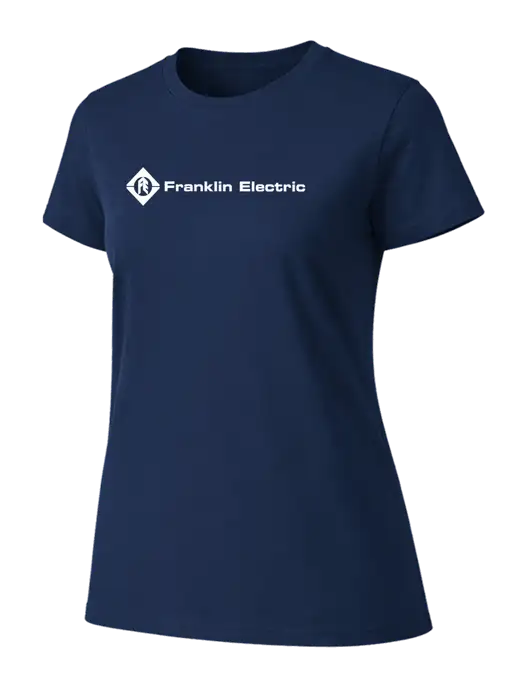 Womens Ring Spun Navy 4.5 oz T-Shirt w/Franklin Electric Logo