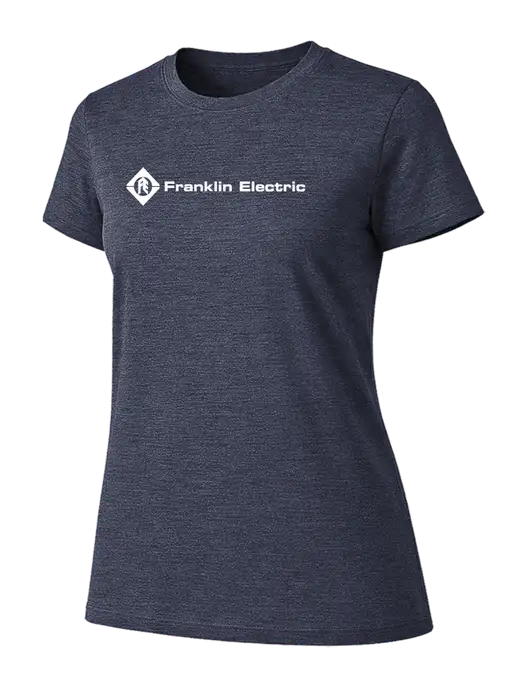 Womens Ring Spun Heather Navy 4.5 oz T-Shirt w/Franklin Electric Logo
