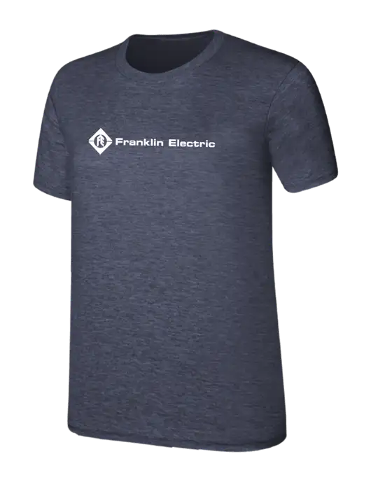 Womens Ring Spun Heather Navy 4.5 oz T-Shirt w/Franklin Electric Logo