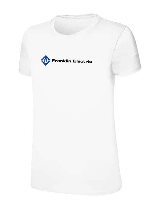Womens Ring Spun White 4.5 oz T-Shirt w/Franklin Electric Logo