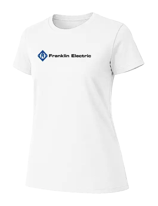 Womens Ring Spun White 4.5 oz T-Shirt w/Franklin Electric Logo