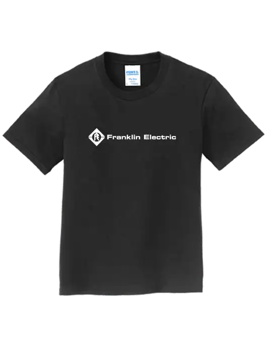 Youth Ring Spun Jet Black 4.5 oz T-Shirt w/Franklin Electric Logo