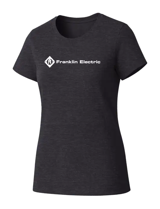 Womens Seriously Soft Heathered Charcoal T-Shirt w/Franklin Electric Logo