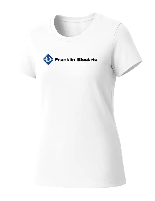 Womens Seriously Soft White T-Shirt w/Franklin Electric Logo