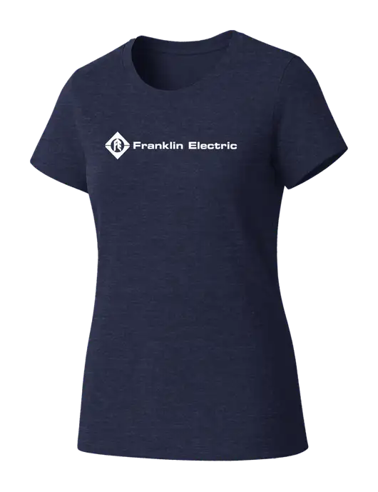 Womens Seriously Soft Heathered Navy T-Shirt w/Franklin Electric Logo