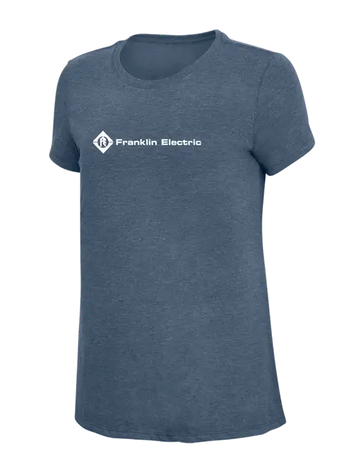 Womens Simply Soft Navy Frost 4.5oz  Poly/Combed Ring Spun Cotton T-Shirt w/Franklin Electric Logo