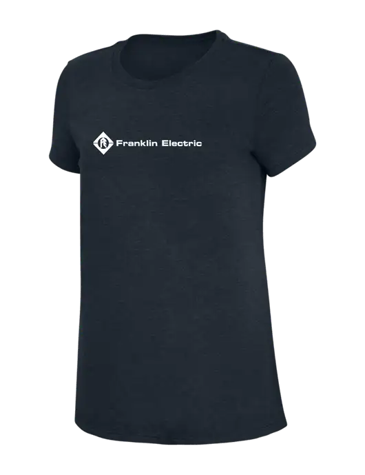 Womens Simply Soft Navy 4.5oz Poly/Combed Ring Spun Cotton T-Shirt w/Franklin Electric Logo