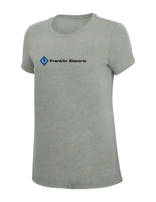 Womens Simply Soft Grey Frost 4.5oz  Poly/Combed Ring Spun Cotton T-Shirt w/Franklin Electric Logo