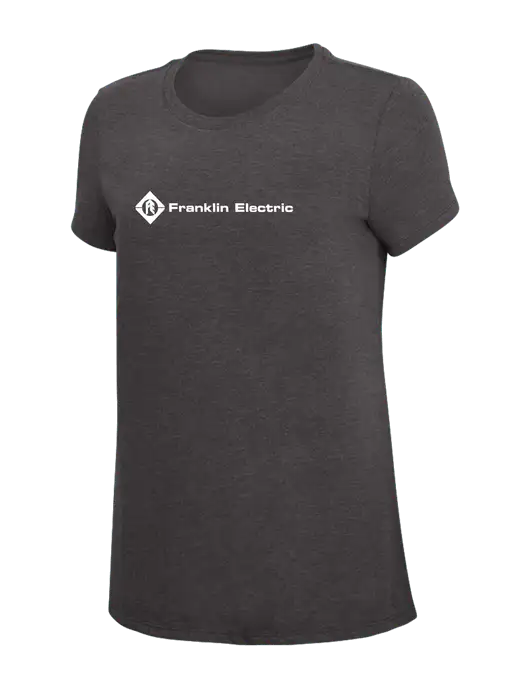 Womens Simply Soft Heather Charcoal 4.5oz  Poly/Combed Ring Spun Cotton T-Shirt w/Franklin Electric Logo