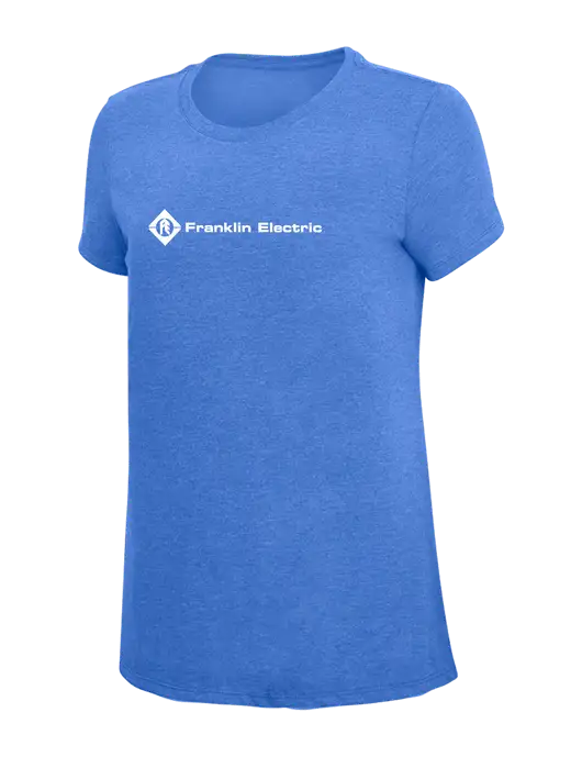 Womens Simply Soft Royal Frost 4.5oz  Poly/Combed Ring Spun Cotton T-Shirt w/Franklin Electric Logo
