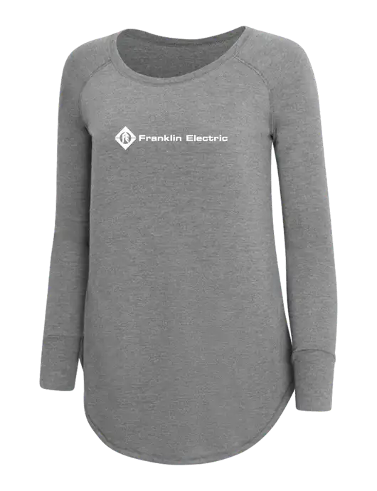 Womens Perfect Wide Collar Tunic Tri-Blend Grey Frost 4.5 oz T-Shirt w/Franklin Electric Logo