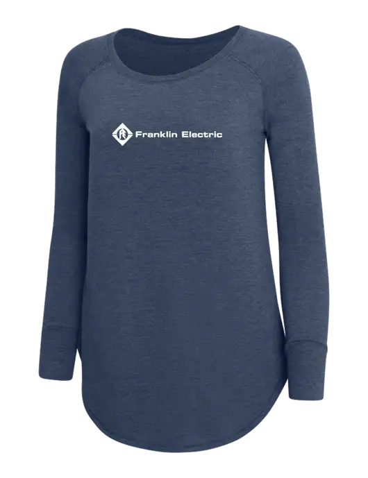Womens Perfect Wide Collar Tunic Tri-Blend Navy Frost 4.5 oz T-Shirt w/Franklin Electric Logo