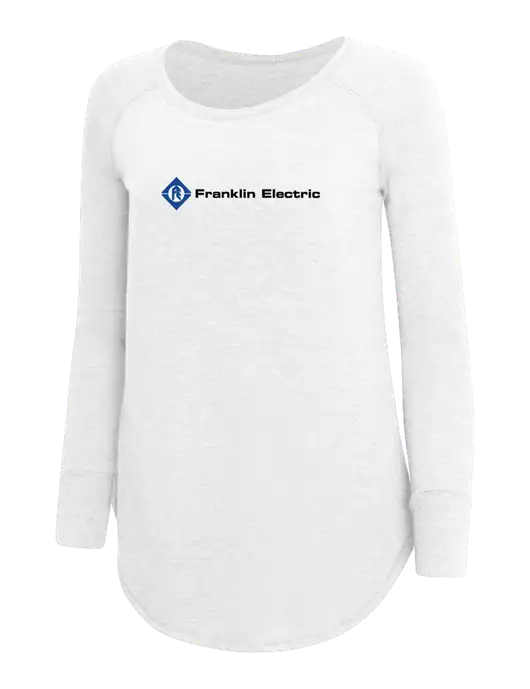 Womens Perfect Wide Collar Tunic Tri-Blend White 4.5 oz T-Shirt w/Franklin Electric Logo