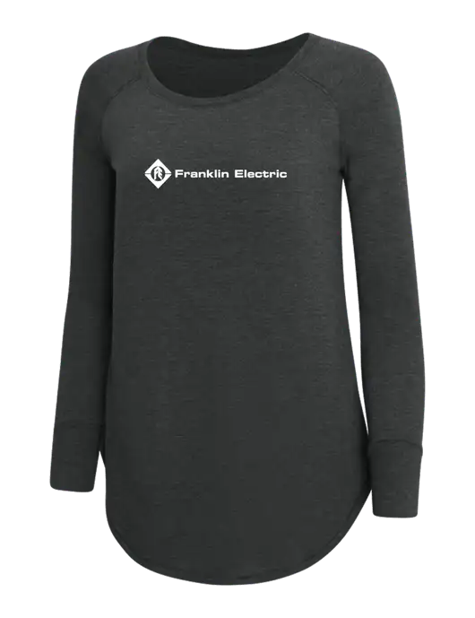 Womens Perfect Wide Collar Tunic Tri-Blend Black Frost 4.5 oz T-Shirt w/Franklin Electric Logo