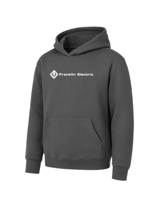 Youth Charcoal 7.8 oz Pullover Hooded Sweatshirt w/Franklin Electric Logo
