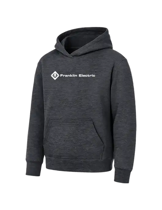 Youth Dark Heather Grey 7.8 oz Pullover Hooded Sweatshirt w/Franklin Electric Logo
