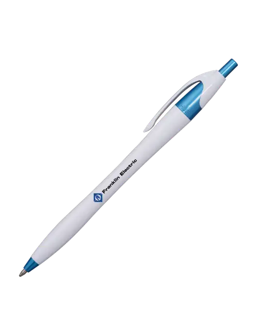 Novella White/Blue Shimmer Pen - Blue Ink w/Franklin Electric Logo