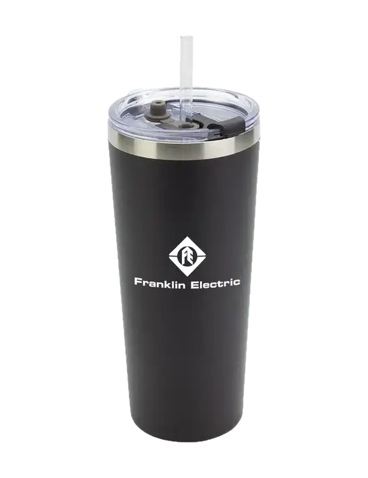Brighton Black 20 oz Insulated Tumbler & Straw w/Franklin Electric Logo