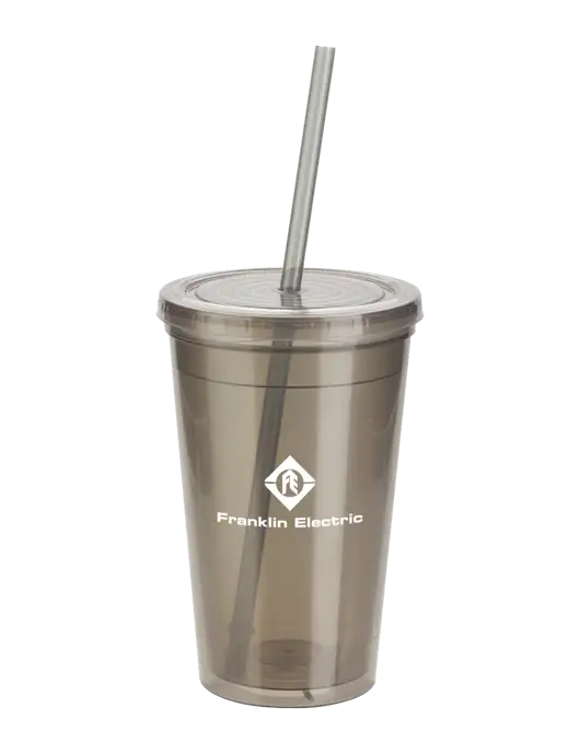 Sorrento Medium Grey 16 oz Tumbler with Lid & Straw w/Franklin Electric Logo