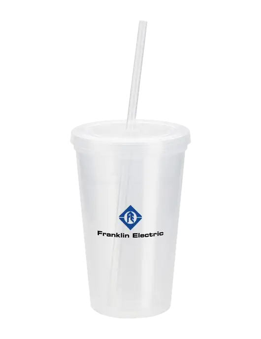 Sorrento Clear 16 oz Tumbler with Lid & Straw w/Franklin Electric Logo