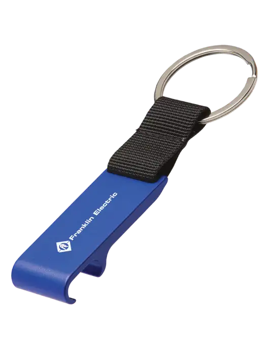 Blue Bottle Opener & Key Ring w/Franklin Electric Logo