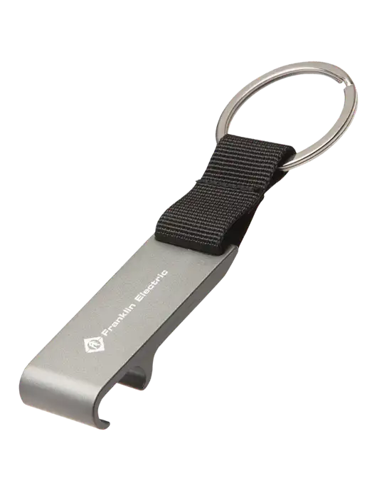 Gunmetal Bottle Opener & Key Ring w/Franklin Electric Logo
