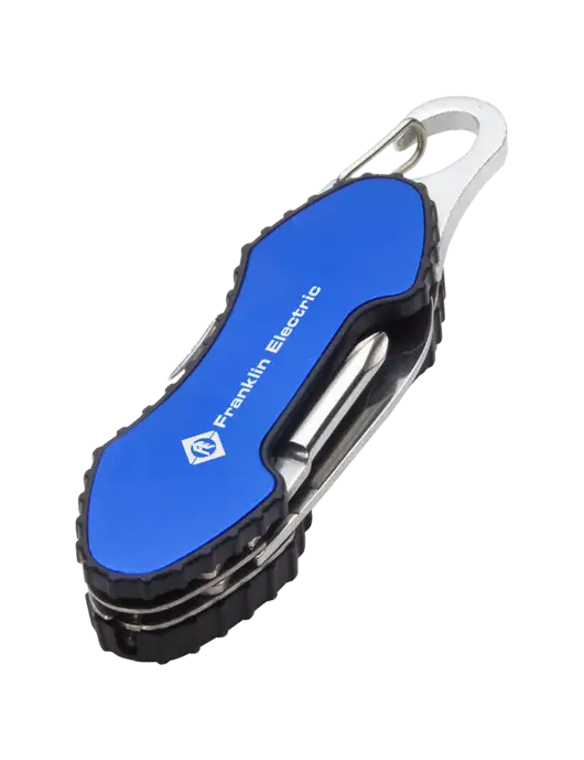 Blue 6 in 1 Tool with Carabiner w/Franklin Electric Logo