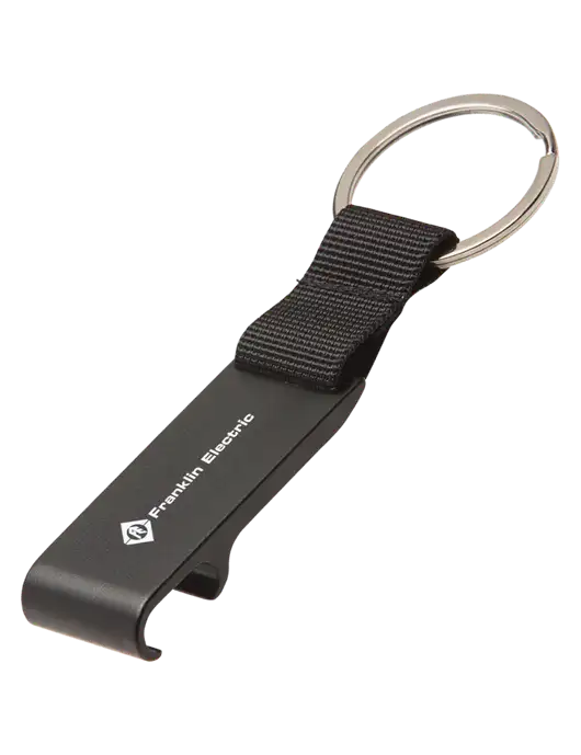 Black Bottle Opener & Key Ring w/Franklin Electric Logo