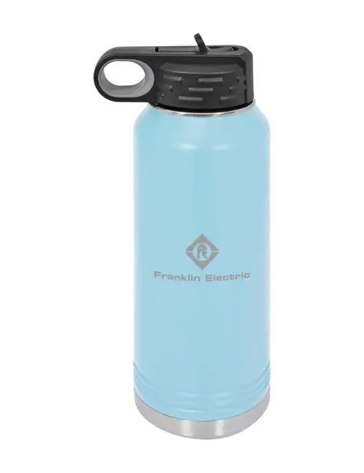 Polar Camel 32 oz Powder Coated Light Blue Vacuum Insulated Water Bottle w/Franklin Electric Logo