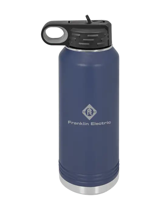 Polar Camel 32 oz Powder Coated Navy Vacuum Insulated Water Bottle w/Franklin Electric Logo