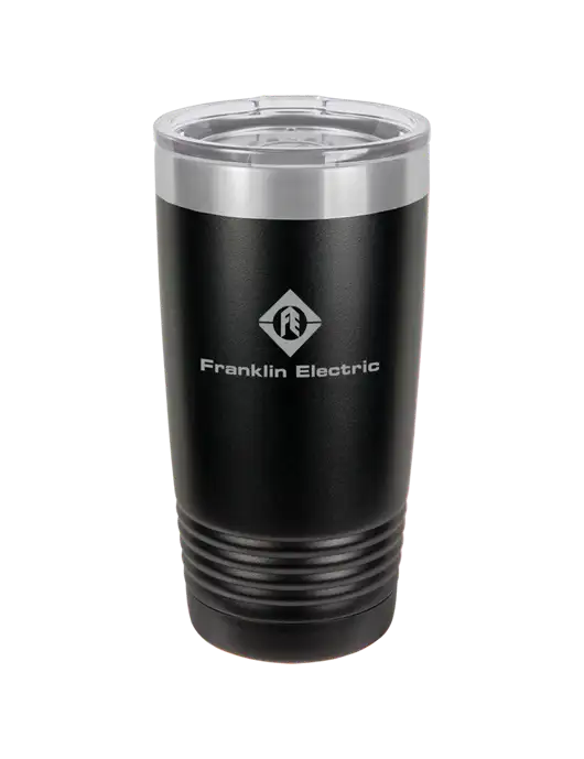Polar Camel 20 oz Powder Coated Black Vacuum Insulated Tumbler w/Franklin Electric Logo