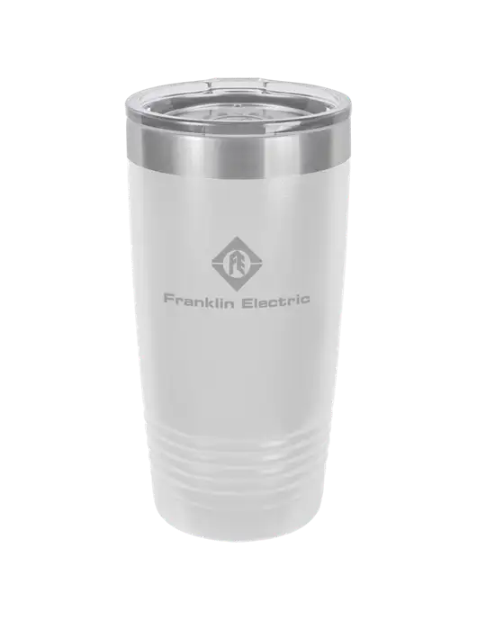Polar Camel 20 oz Powder Coated White Vacuum Insulated Tumbler  w/Franklin Electric Logo