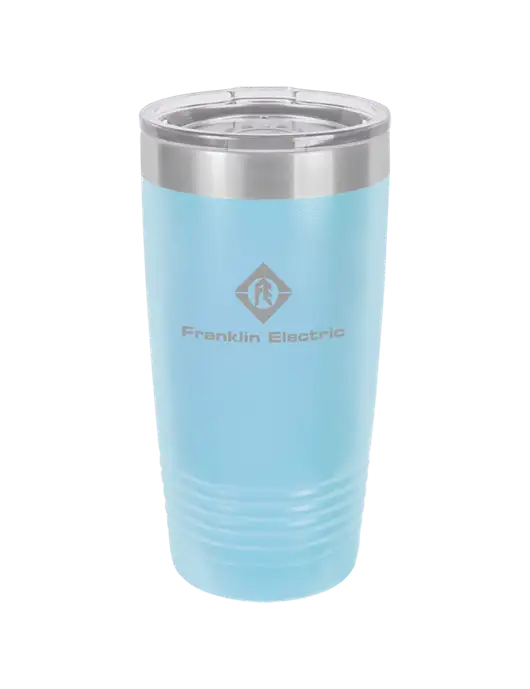 Polar Camel 20 oz Powder Coated Light Blue Vacuum Insulated Tumbler w/Franklin Electric Logo