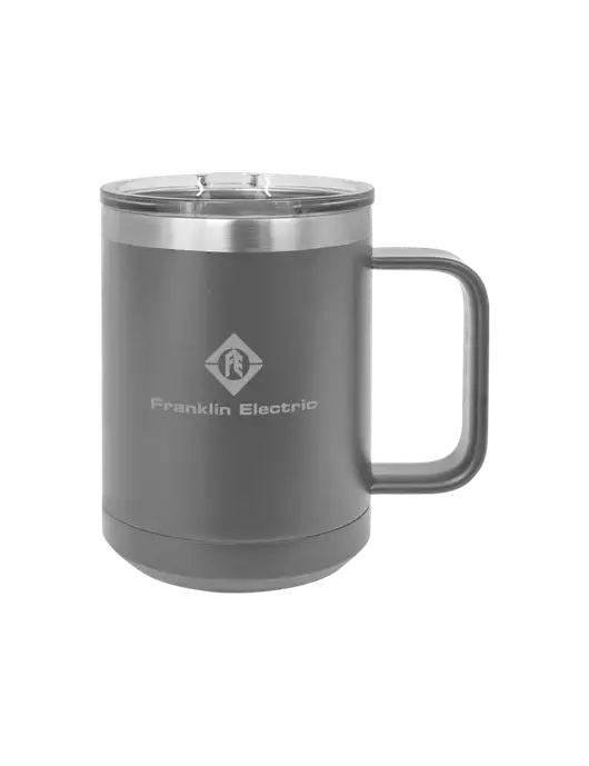 Polar Camel 15 oz Powder Coated Grey Vacuum Insulated Mug with Slider Lid w/Franklin Electric Logo