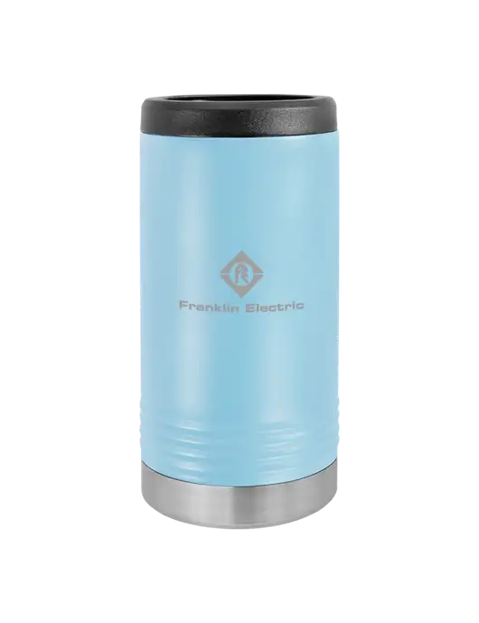 Polar Camel Powder Coated Light Blue Vacuum Insulated Slim Beverage Holder w/Franklin Electric Logo