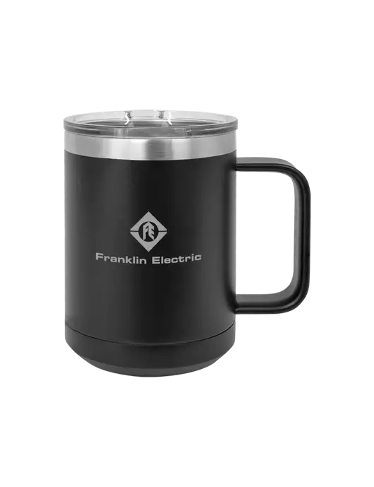 Polar Camel 15 oz Powder Coated Black Vacuum Insulated Mug with Slider Lid w/Franklin Electric Logo