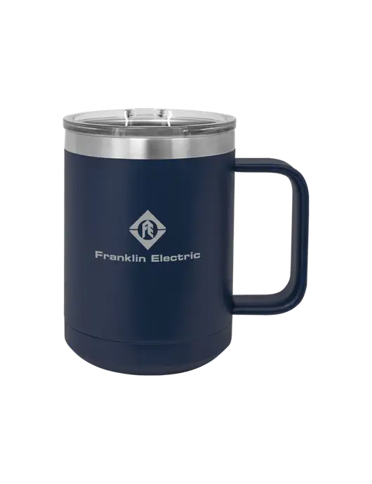 Polar Camel 15 oz Powder Coated Navy Vacuum Insulated Mug with Slider Lid w/Franklin Electric Logo