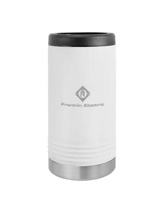 Polar Camel Powder Coated White Vacuum Insulated Slim Beverage Holder w/Franklin Electric Logo