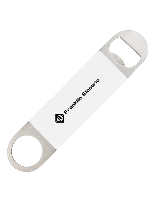 White Bottle Opener with Silicone Grip w/Franklin Electric Logo