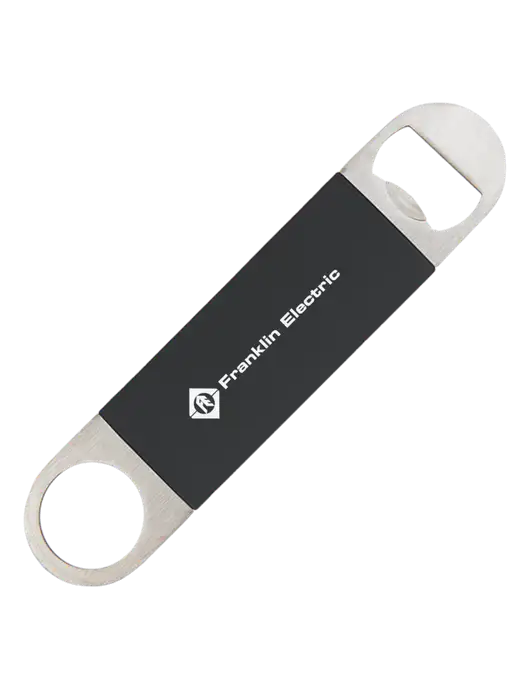 Black Bottle Opener with Silicone Grip w/Franklin Electric Logo