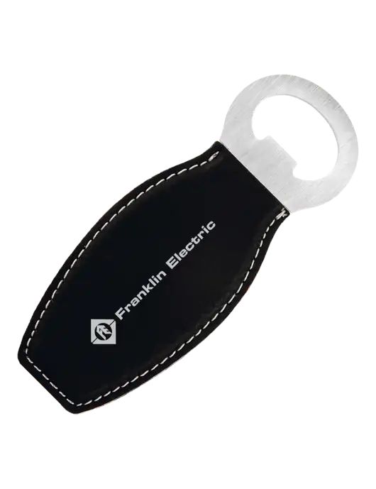 Black Leatherette Bottle Opener with Magnet w/Franklin Electric Logo